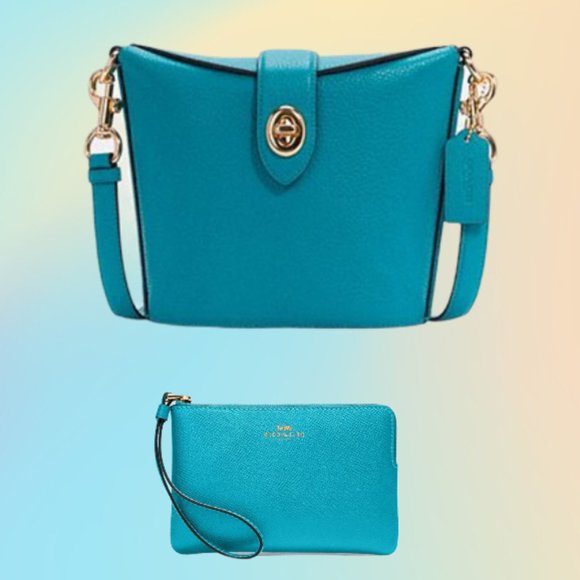 Coach Bags Coach Teal Addie Crossbody Corner Zip Wristlet Poshmark